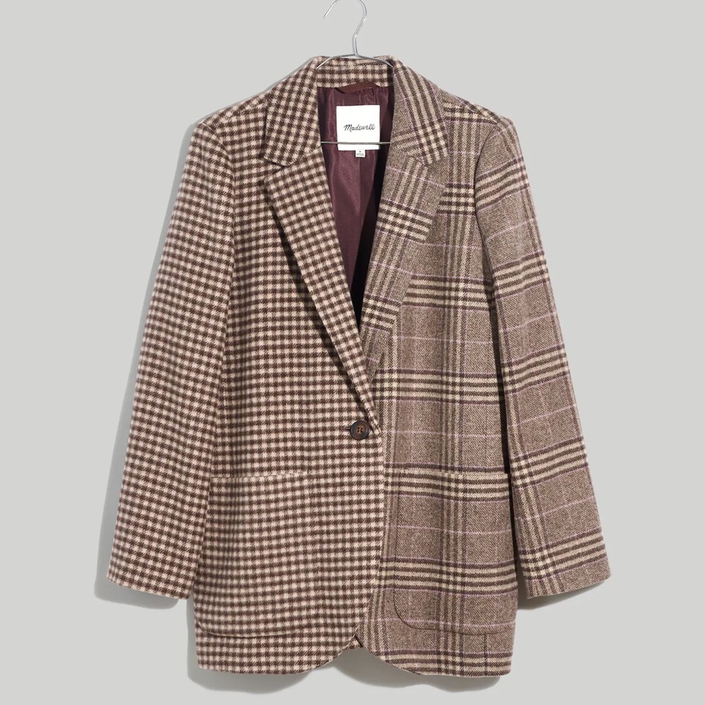 Madewell Larsen Blazer in Mixed Plaid NWOT